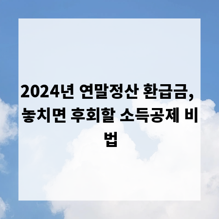 2024년 연말정산 환급금, 놓치면 후회할 소득공제 비법