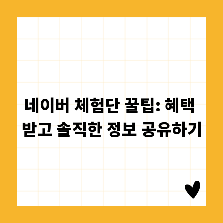 네이버 체험단 꿀팁: 혜택 받고 솔직한 정보 공유하기