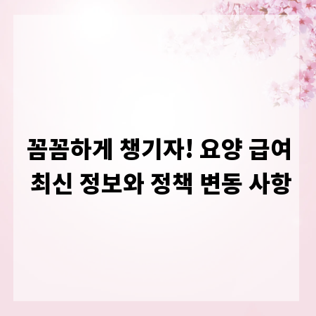 꼼꼼하게 챙기자! 요양 급여 최신 정보와 정책 변동 사항
