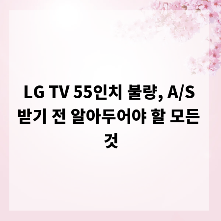 LG TV 55인치 불량, A/S 받기 전 알아두어야 할 모든 것