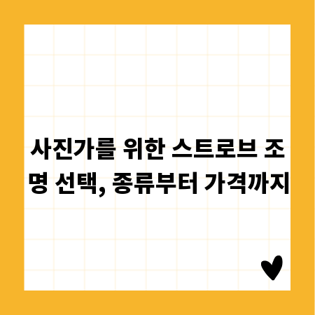 사진가를 위한 스트로브 조명 선택, 종류부터 가격까지