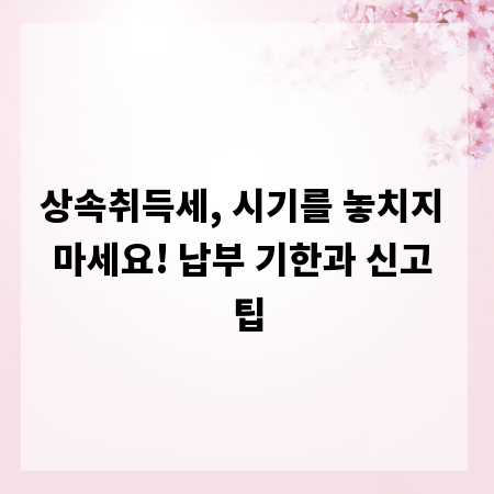 상속취득세, 시기를 놓치지 마세요! 납부 기한과 신고 팁