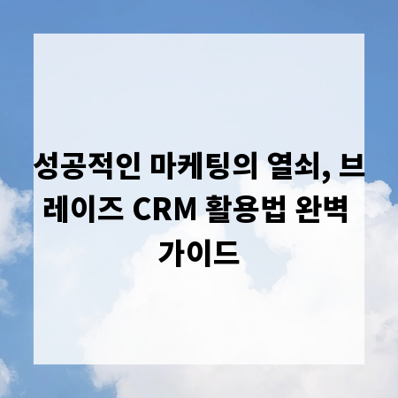 성공적인 마케팅의 열쇠, 브레이즈 CRM 활용법 완벽 가이드