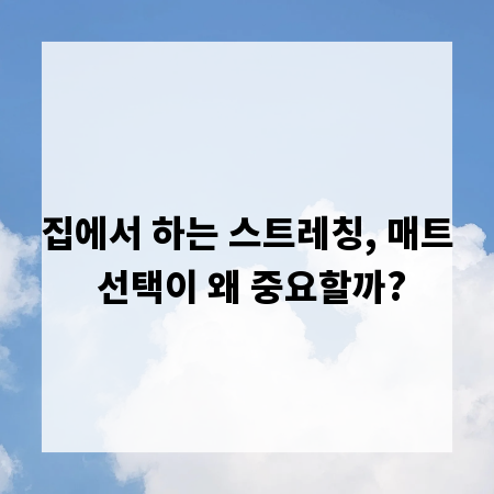 집에서 하는 스트레칭, 매트 선택이 왜 중요할까?