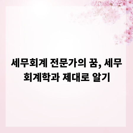 세무회계 전문가의 꿈, 세무회계학과 제대로 알기