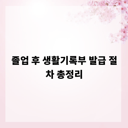 졸업 후 생활기록부 발급 절차 총정리