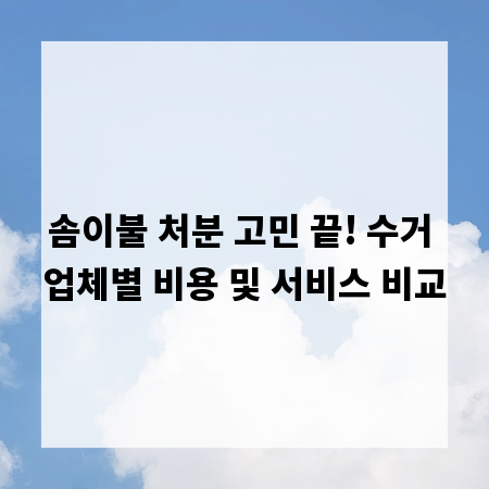 솜이불 처분 고민 끝! 수거 업체별 비용 및 서비스 비교