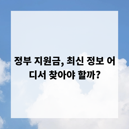 정부 지원금, 최신 정보 어디서 찾아야 할까?