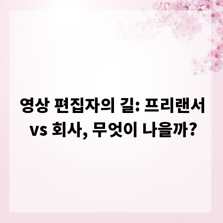 영상 편집자의 길: 프리랜서 vs 회사, 무엇이 나을까?