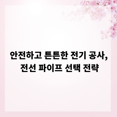 안전하고 튼튼한 전기 공사, 전선 파이프 선택 전략