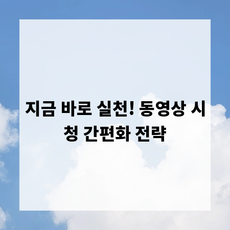지금 바로 실천! 동영상 시청 간편화 전략