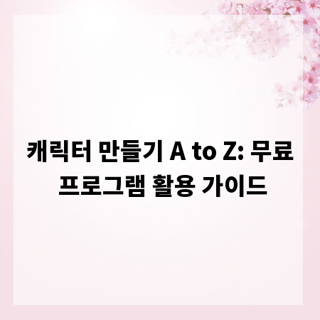 캐릭터 만들기 A to Z: 무료 프로그램 활용 가이드