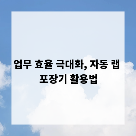 업무 효율 극대화, 자동 랩 포장기 활용법