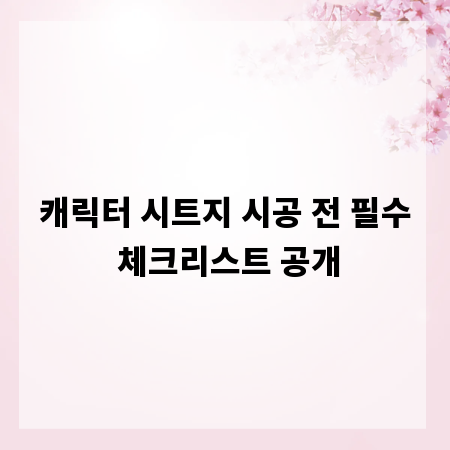 캐릭터 시트지 시공 전 필수 체크리스트 공개