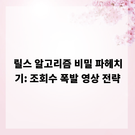 릴스 알고리즘 비밀 파헤치기: 조회수 폭발 영상 전략