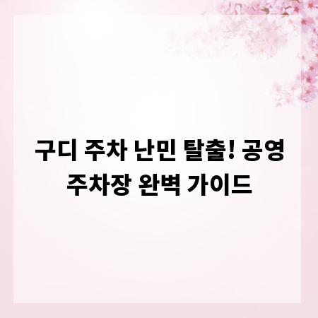 구디 주차 난민 탈출! 공영주차장 완벽 가이드