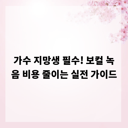 가수 지망생 필수! 보컬 녹음 비용 줄이는 실전 가이드
