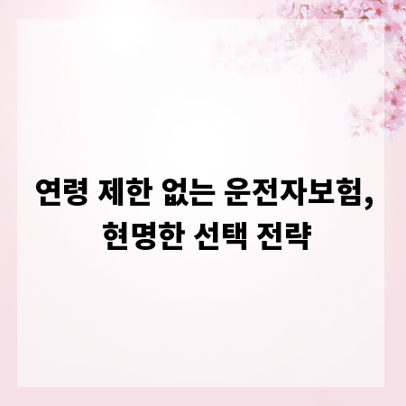 연령 제한 없는 운전자보험, 현명한 선택 전략