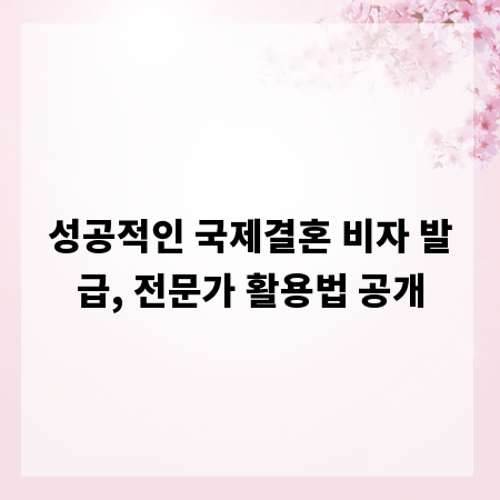 성공적인 국제결혼 비자 발급, 전문가 활용법 공개