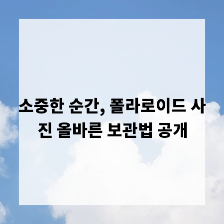 소중한 순간, 폴라로이드 사진 올바른 보관법 공개