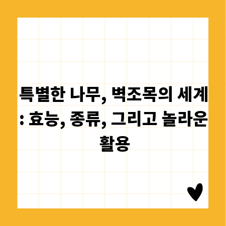 특별한 나무, 벽조목의 세계: 효능, 종류, 그리고 놀라운 활용