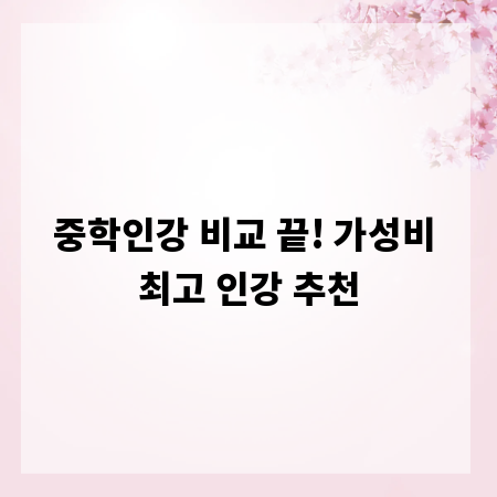 중학인강 비교 끝! 가성비 최고 인강 추천