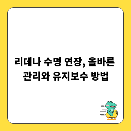 리데나 수명 연장, 올바른 관리와 유지보수 방법