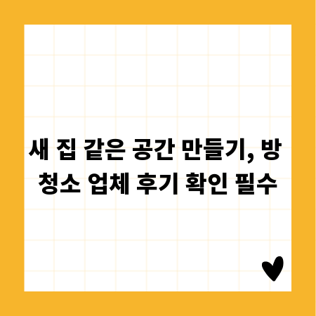 새 집 같은 공간 만들기, 방 청소 업체 후기 확인 필수