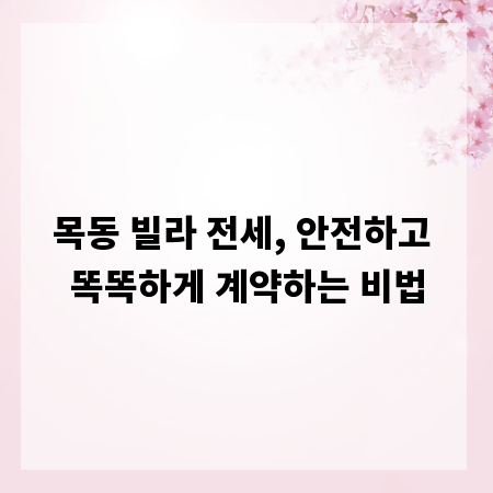 목동 빌라 전세, 안전하고 똑똑하게 계약하는 비법