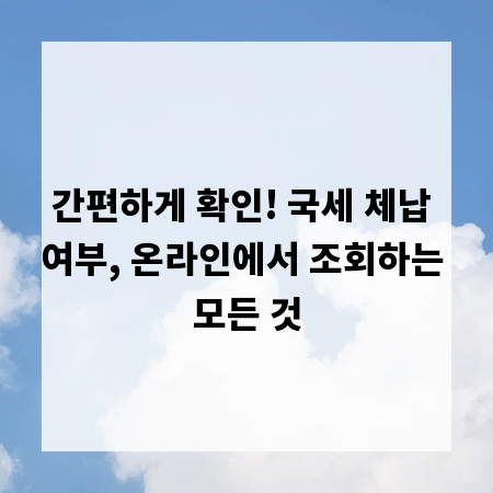 간편하게 확인! 국세 체납 여부, 온라인에서 조회하는 모든 것
