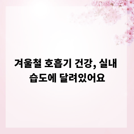 겨울철 호흡기 건강, 실내 습도에 달려있어요