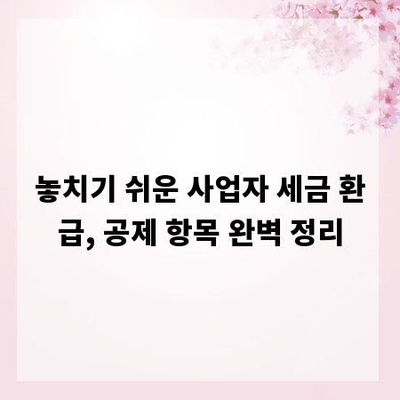놓치기 쉬운 사업자 세금 환급, 공제 항목 완벽 정리