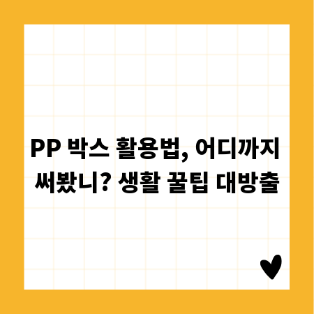 PP 박스 활용법, 어디까지 써봤니? 생활 꿀팁 대방출