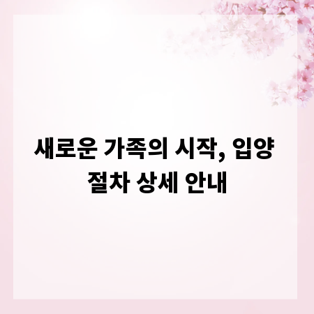 새로운 가족의 시작, 입양 절차 상세 안내