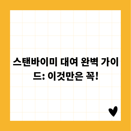 스탠바이미 대여 완벽 가이드: 이것만은 꼭!