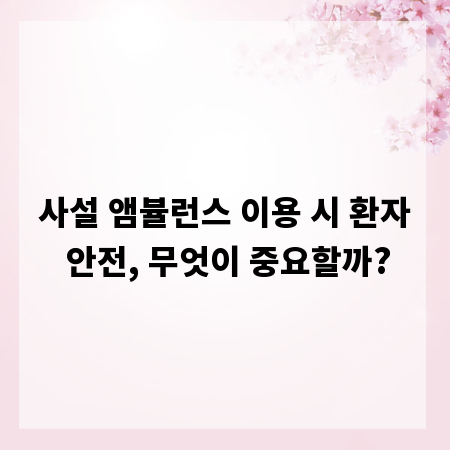 사설 앰뷸런스 이용 시 환자 안전, 무엇이 중요할까?