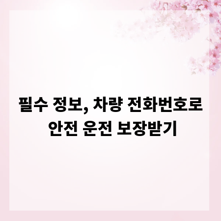 필수 정보, 차량 전화번호로 안전 운전 보장받기
