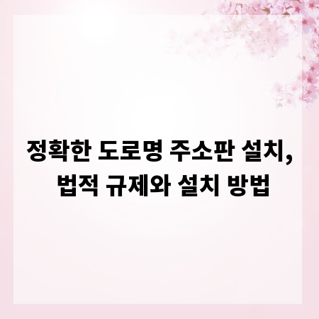 정확한 도로명 주소판 설치, 법적 규제와 설치 방법