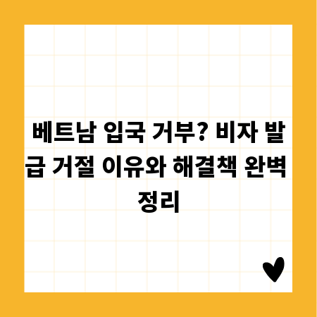 베트남 입국 거부? 비자 발급 거절 이유와 해결책 완벽 정리