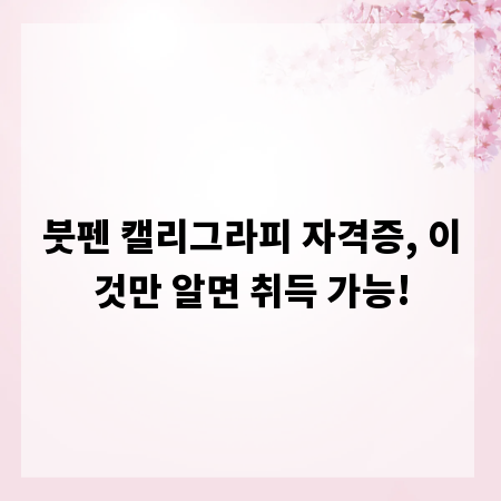 붓펜 캘리그라피 자격증, 이것만 알면 취득 가능!