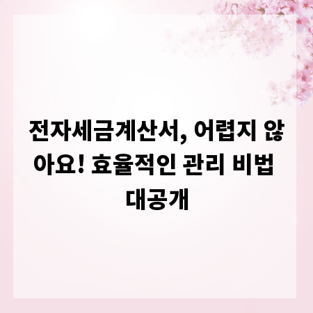 전자세금계산서, 어렵지 않아요! 효율적인 관리 비법 대공개