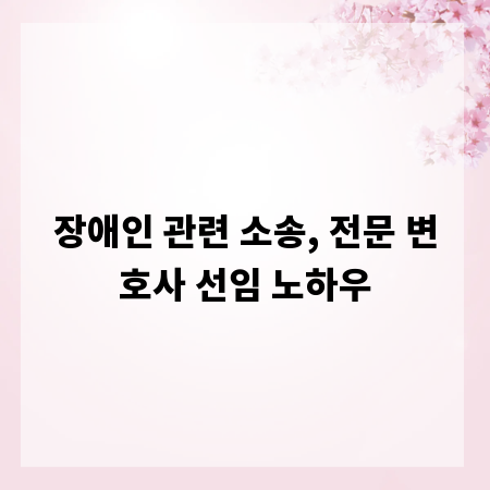 장애인 관련 소송, 전문 변호사 선임 노하우