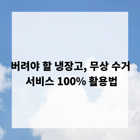 버려야 할 냉장고, 무상 수거 서비스 100% 활용법