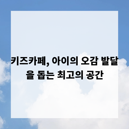 키즈카페, 아이의 오감 발달을 돕는 최고의 공간