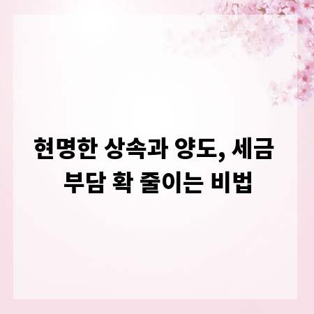 현명한 상속과 양도, 세금 부담 확 줄이는 비법