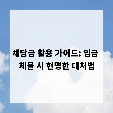 체당금 활용 가이드: 임금 체불 시 현명한 대처법