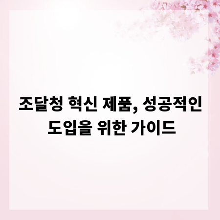 조달청 혁신 제품, 성공적인 도입을 위한 가이드