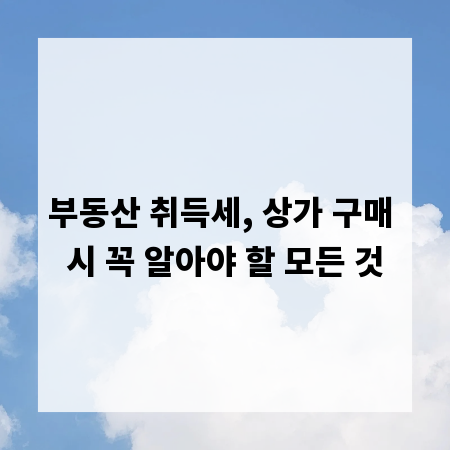 부동산 취득세, 상가 구매 시 꼭 알아야 할 모든 것