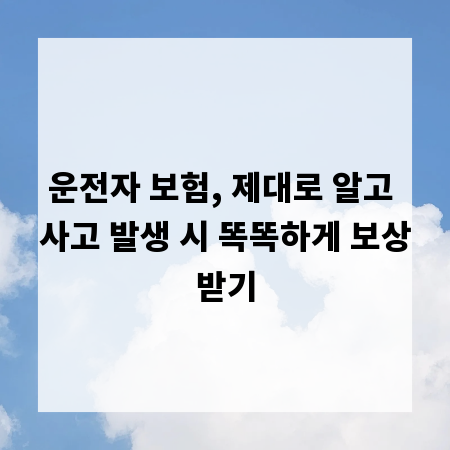 운전자 보험, 제대로 알고 사고 발생 시 똑똑하게 보상받기
