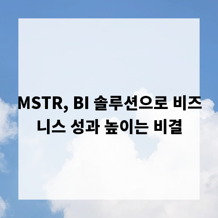 MSTR, BI 솔루션으로 비즈니스 성과 높이는 비결
